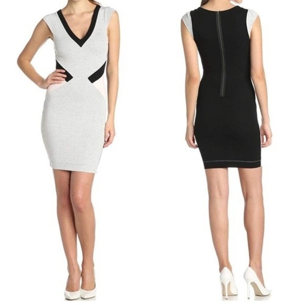 French Connection Mini Dress Colorblock Bodycon Gray Size 6